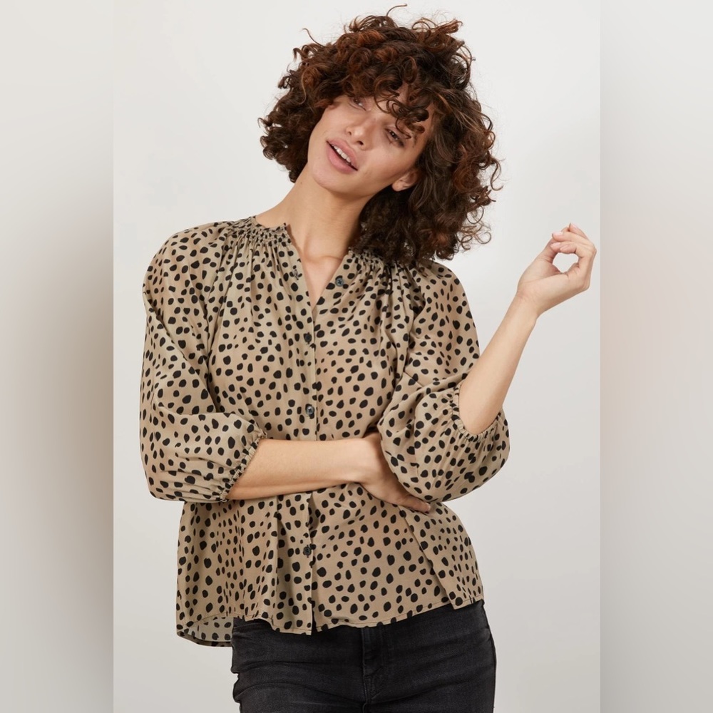 Tucker Tan and Black Animal Print Blouse